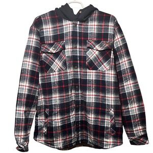 Legendary Whitetails Mens Flannel Lined‎ Hooded Shirt Jacket 2XL Navy Plaid